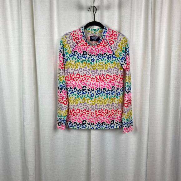 Boden Mini Boden Girls Rainbow Leopard Print Rash Guard Sz.15-16Y - Picture 1 of 13